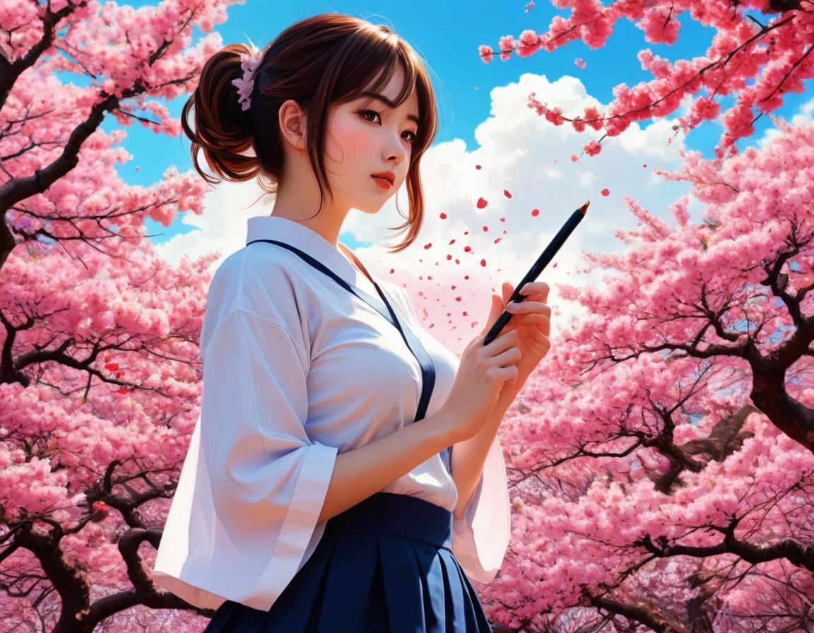 A captivating collage of diverse hentai art styles, featuring intricate character designs and dynamic poses, set against a backdrop of vibrant colors that evoke a sense of playful fantasy. Include symbols of manga culture like speech bubbles, cherry blossoms, and artistic tools. Focus on both sensuality and artistry in an aesthetically pleasing composition. digital painting. vibrant colors. manga style.